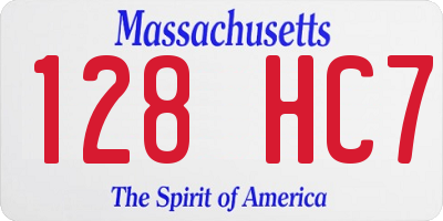 MA license plate 128HC7