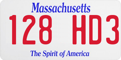 MA license plate 128HD3