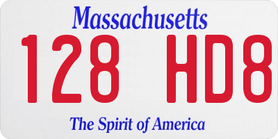 MA license plate 128HD8