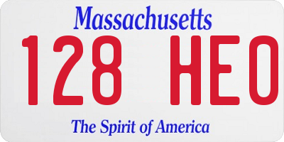 MA license plate 128HE0
