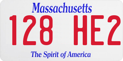 MA license plate 128HE2