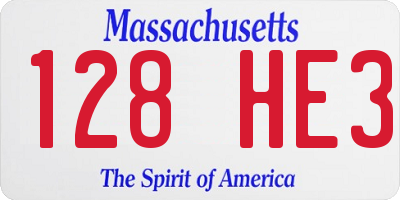 MA license plate 128HE3