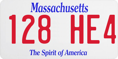 MA license plate 128HE4
