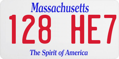 MA license plate 128HE7