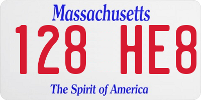 MA license plate 128HE8