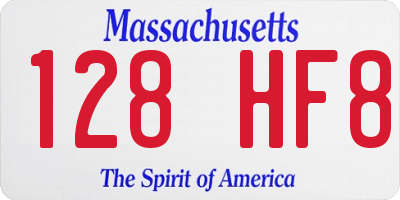MA license plate 128HF8
