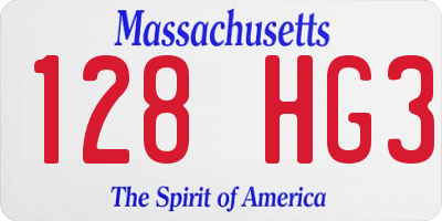 MA license plate 128HG3
