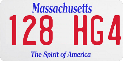 MA license plate 128HG4