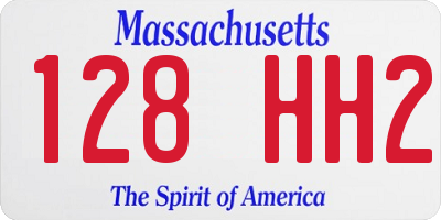 MA license plate 128HH2