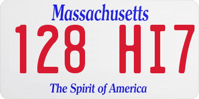 MA license plate 128HI7