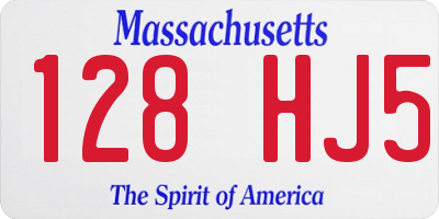 MA license plate 128HJ5