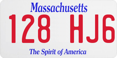 MA license plate 128HJ6