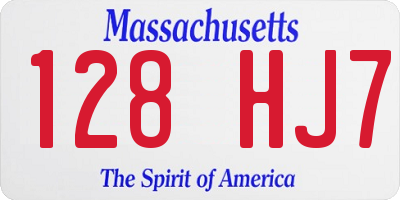 MA license plate 128HJ7