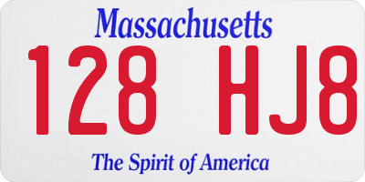 MA license plate 128HJ8
