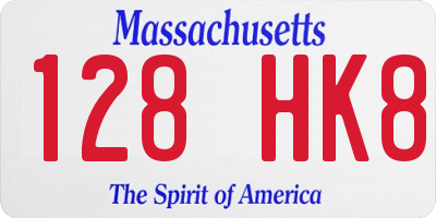 MA license plate 128HK8