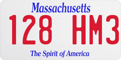 MA license plate 128HM3