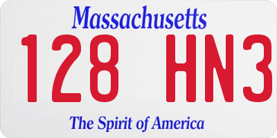MA license plate 128HN3