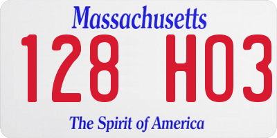 MA license plate 128HO3