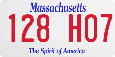 MA license plate 128HO7
