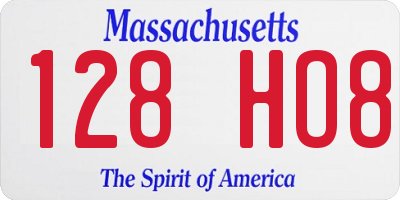MA license plate 128HO8