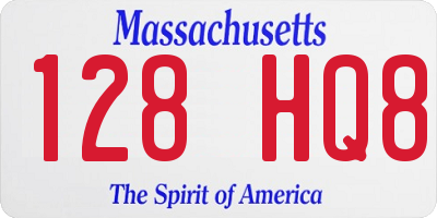 MA license plate 128HQ8