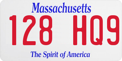 MA license plate 128HQ9