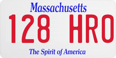 MA license plate 128HR0