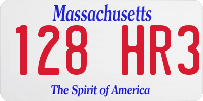MA license plate 128HR3