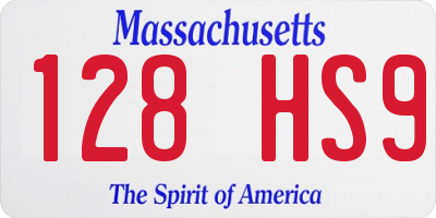 MA license plate 128HS9