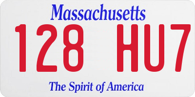 MA license plate 128HU7
