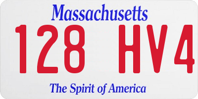 MA license plate 128HV4