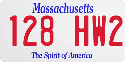 MA license plate 128HW2
