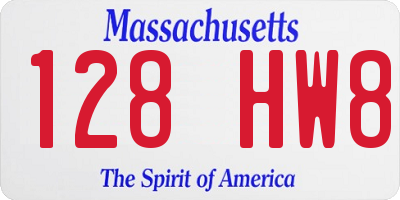 MA license plate 128HW8