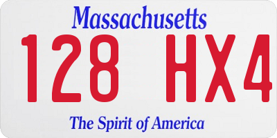 MA license plate 128HX4