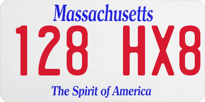 MA license plate 128HX8