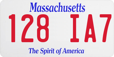 MA license plate 128IA7