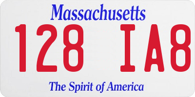 MA license plate 128IA8