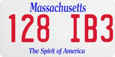 MA license plate 128IB3