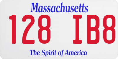 MA license plate 128IB8