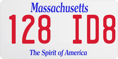 MA license plate 128ID8