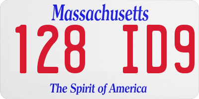 MA license plate 128ID9