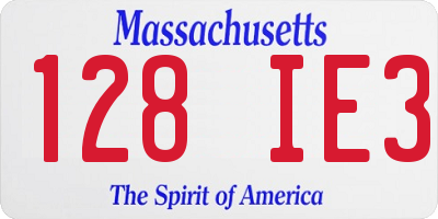 MA license plate 128IE3