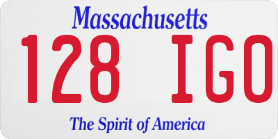 MA license plate 128IG0