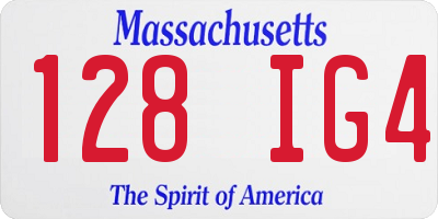 MA license plate 128IG4