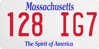 MA license plate 128IG7