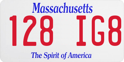 MA license plate 128IG8