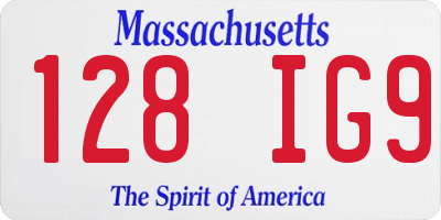 MA license plate 128IG9