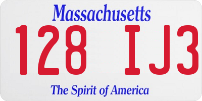 MA license plate 128IJ3