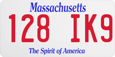 MA license plate 128IK9