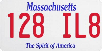 MA license plate 128IL8